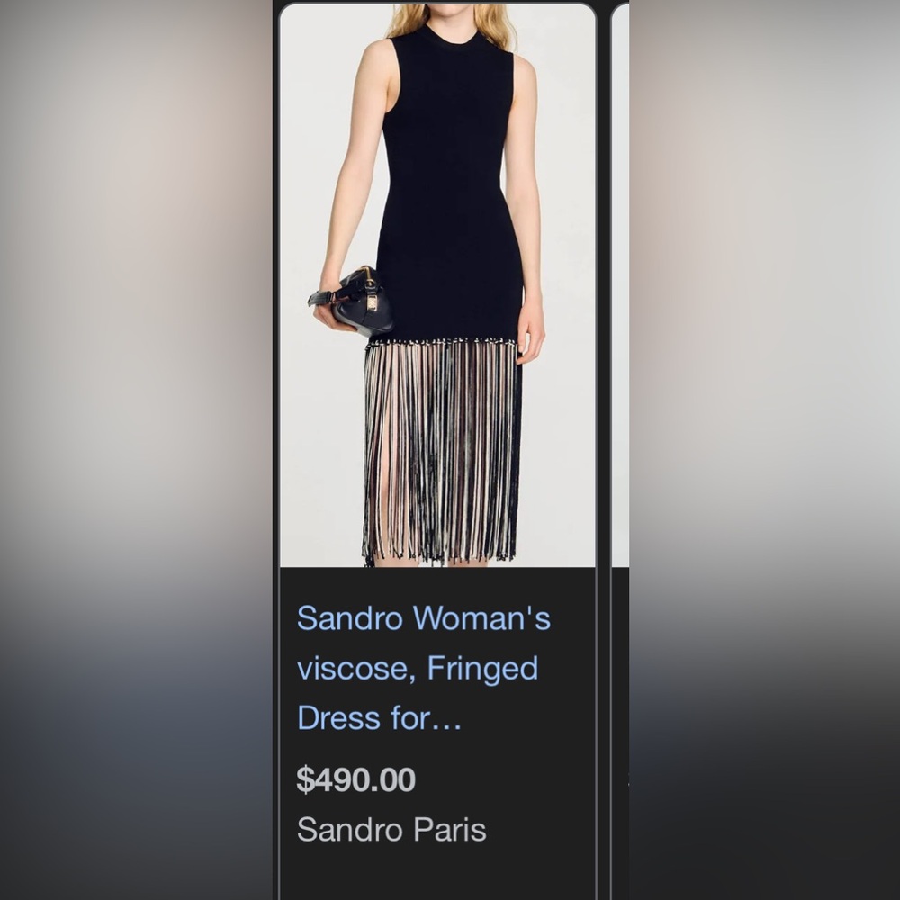 Sandro Paris sleevless Fringed Mini Dress size L
